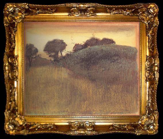 framed  Edgar Degas Wheat Field and Green Hill, ta009-2
